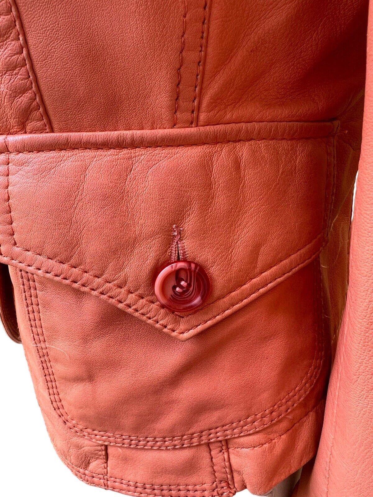 Wilson’s Coral Butter Soft Leather Short Jacket Pockets Size A