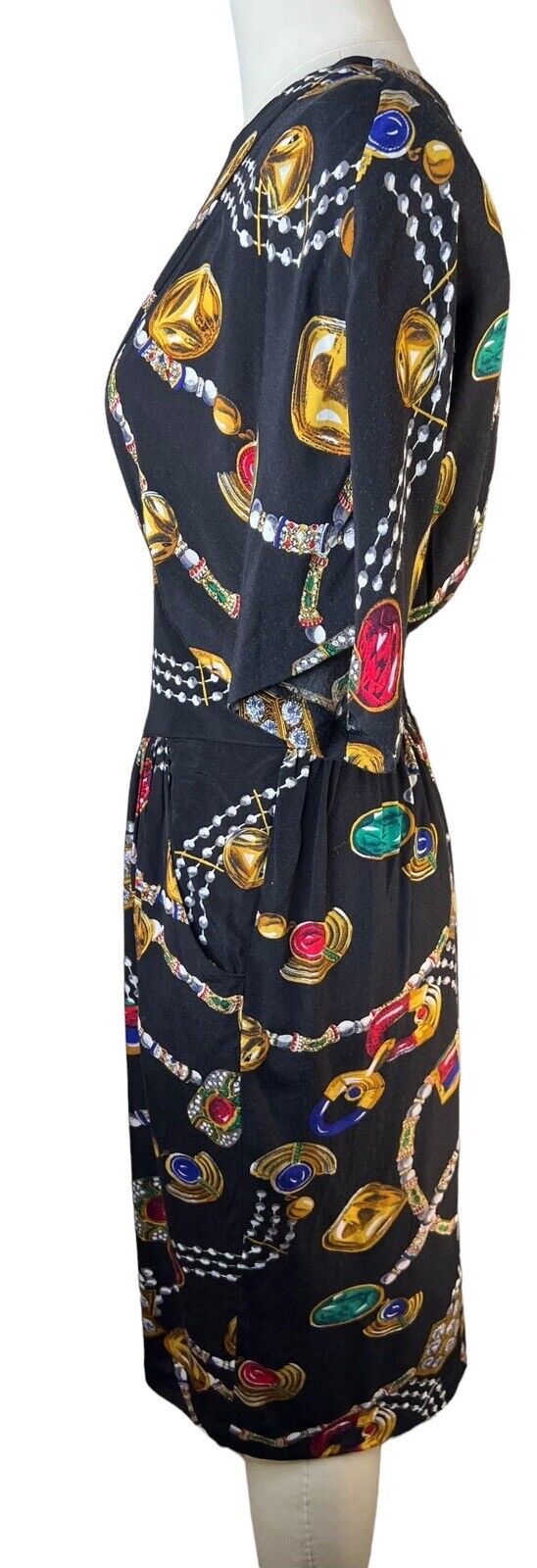 Karin Steven’s Gemstone Print Dolman Short Sleeved Pencil Midi Dress
