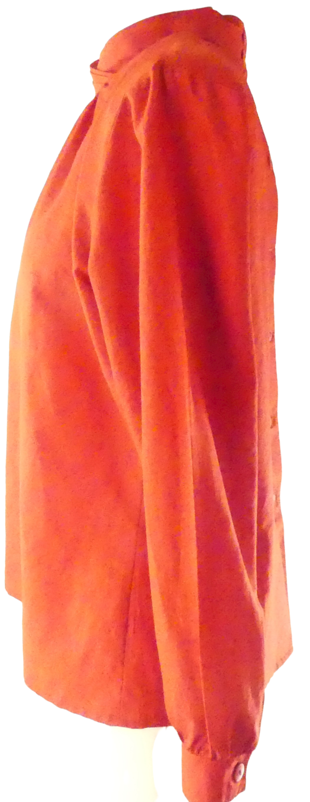 Lucia 1980s Detailed Red High Pleated Neck Blouse Size M