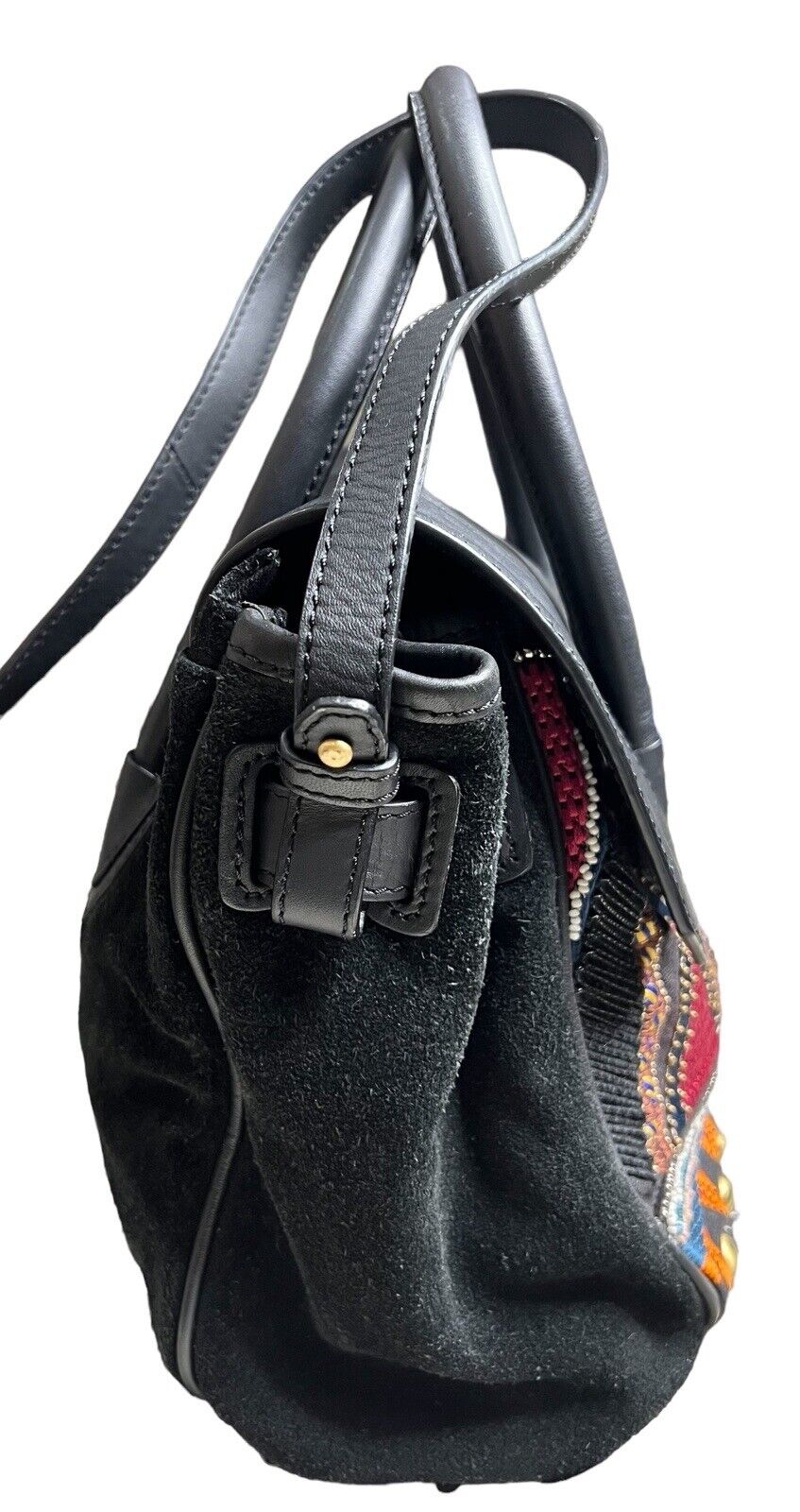 Sam Edelman  Leather & Suede Beaded Embroidered Studded Top Handle Cross Body