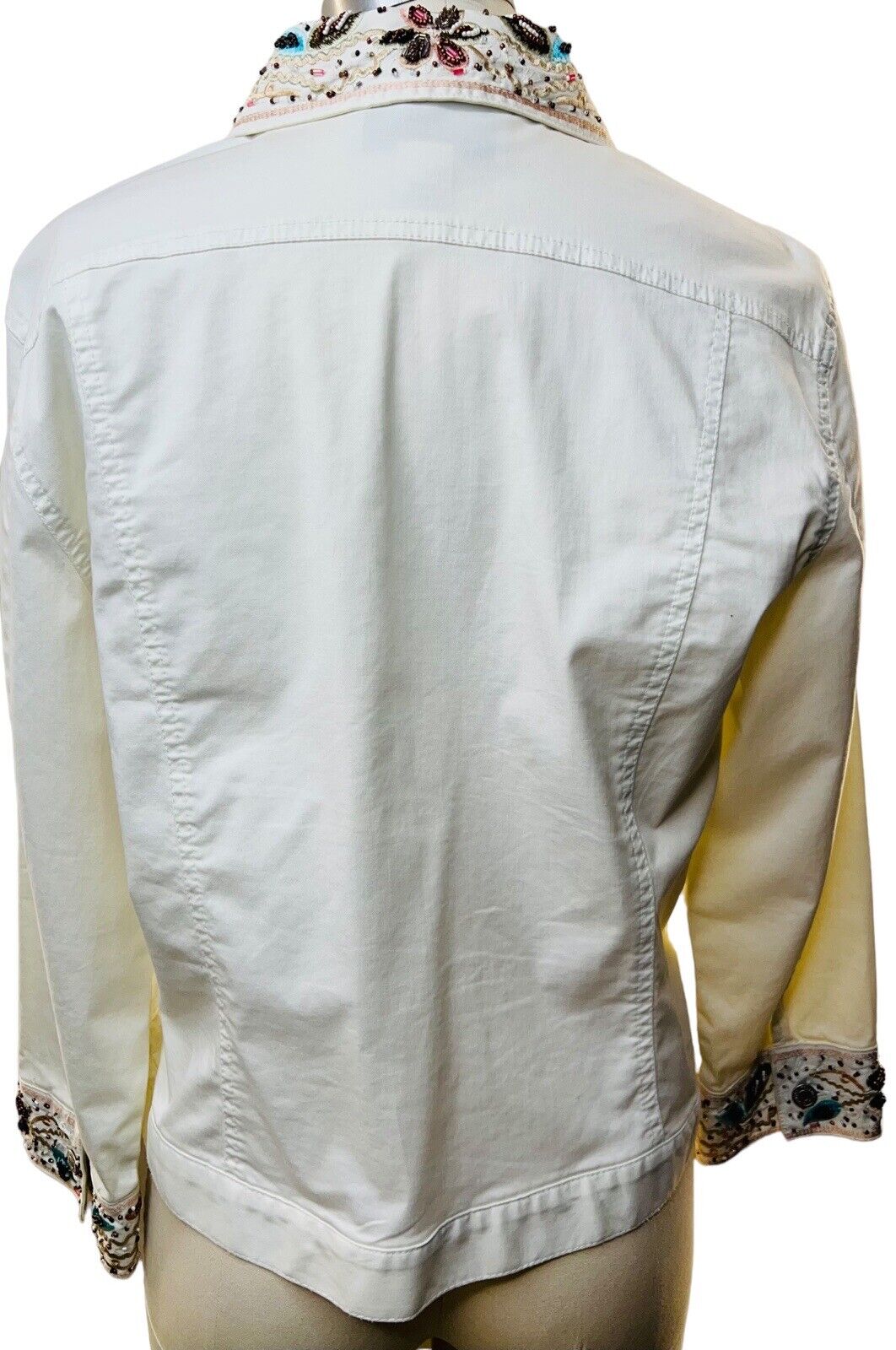Telluride Clothing Company Cotton & Spandex Cream Jacket Beading Size Large 
