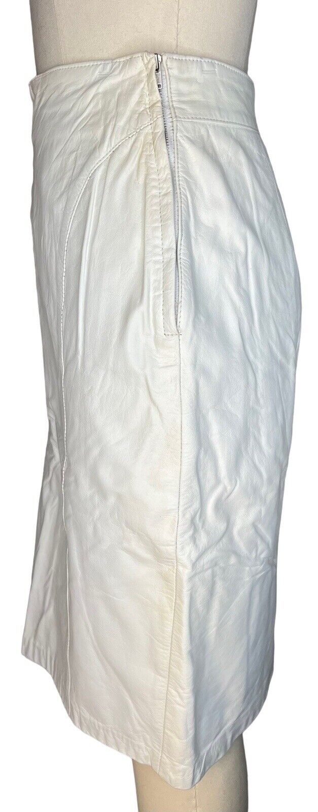 Cedars White Leather Straight Pencil Skirt Size 6