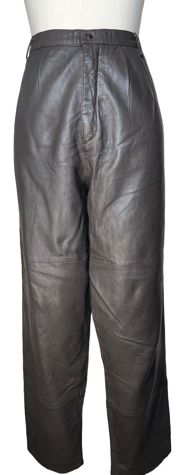 Comex Italian Soft Lambskin Brown Leather Trousers Size 46