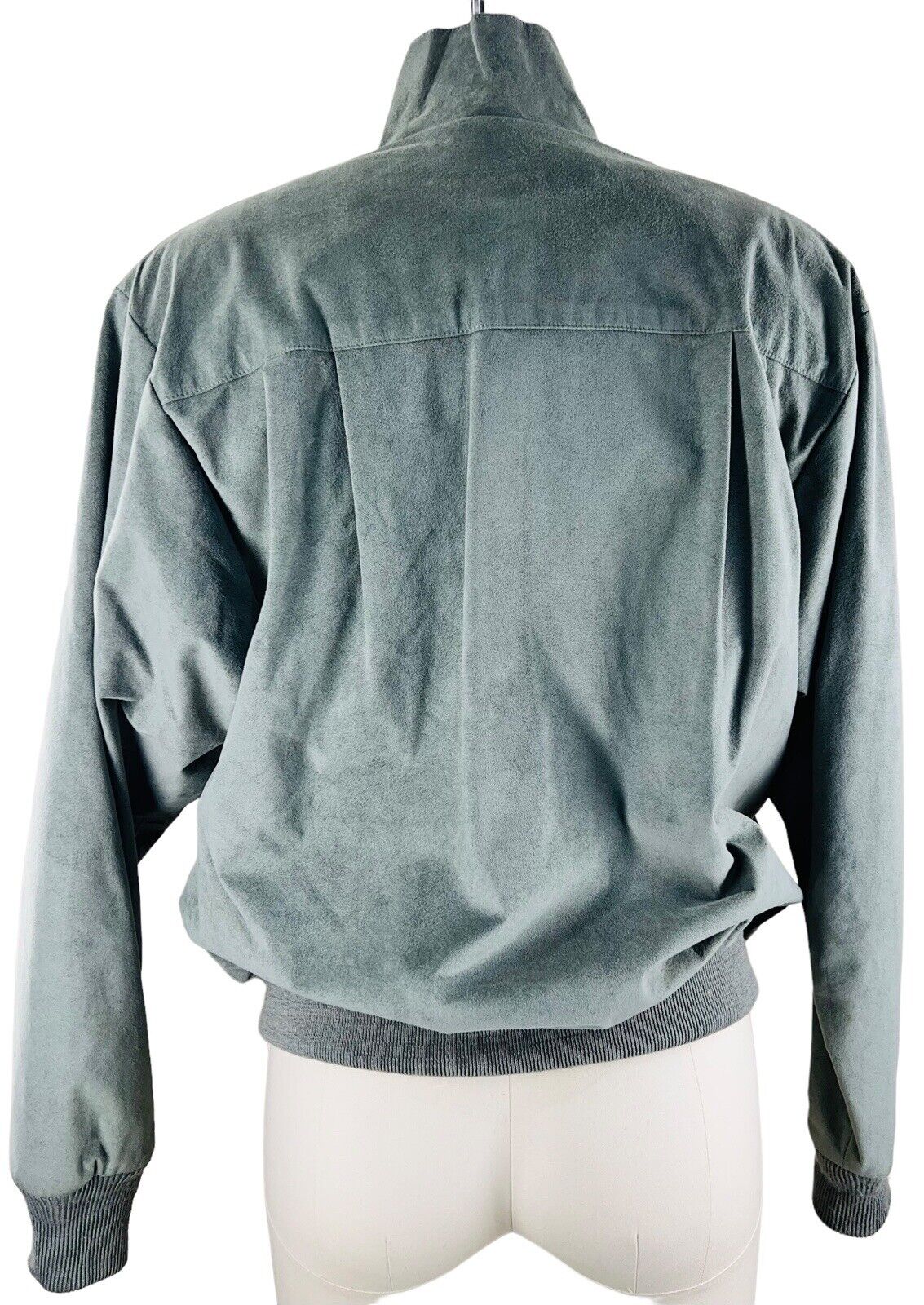 Jessica Grey Faux Suede Sage Bomber Jacket Size S