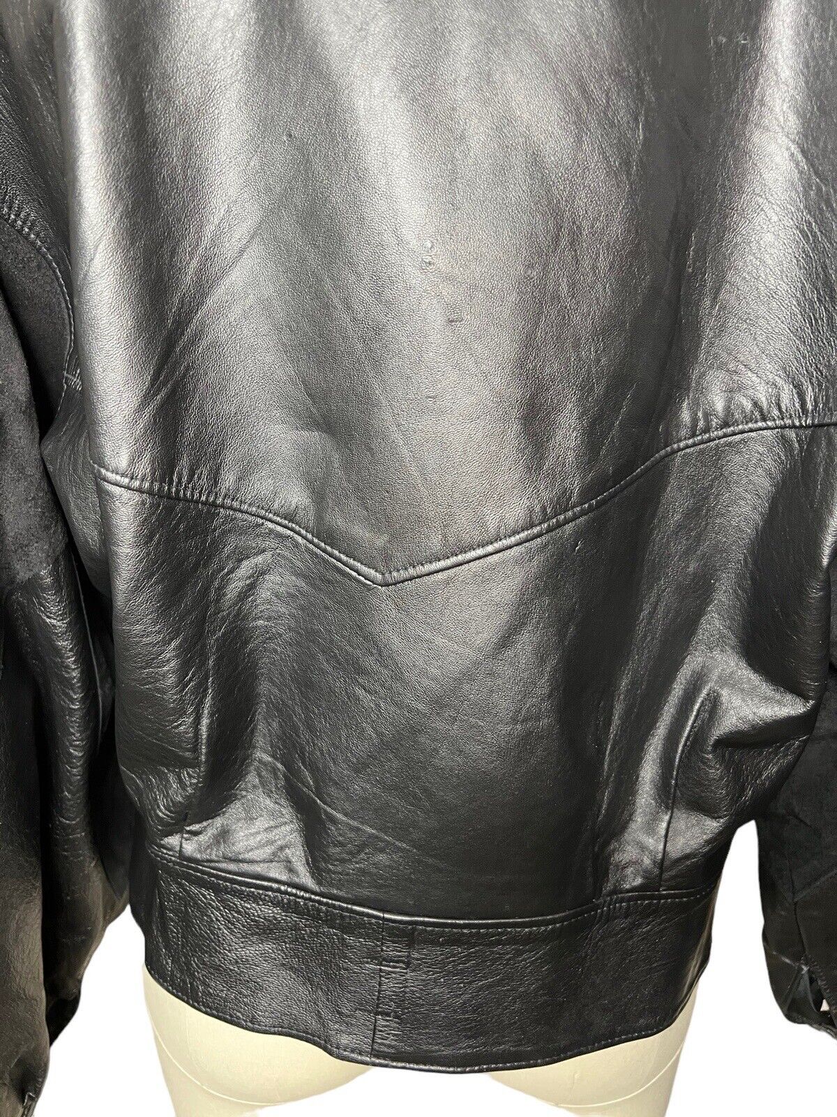 Women’s Black Leather & Suede Batwing Cropped Jacket Size S/M