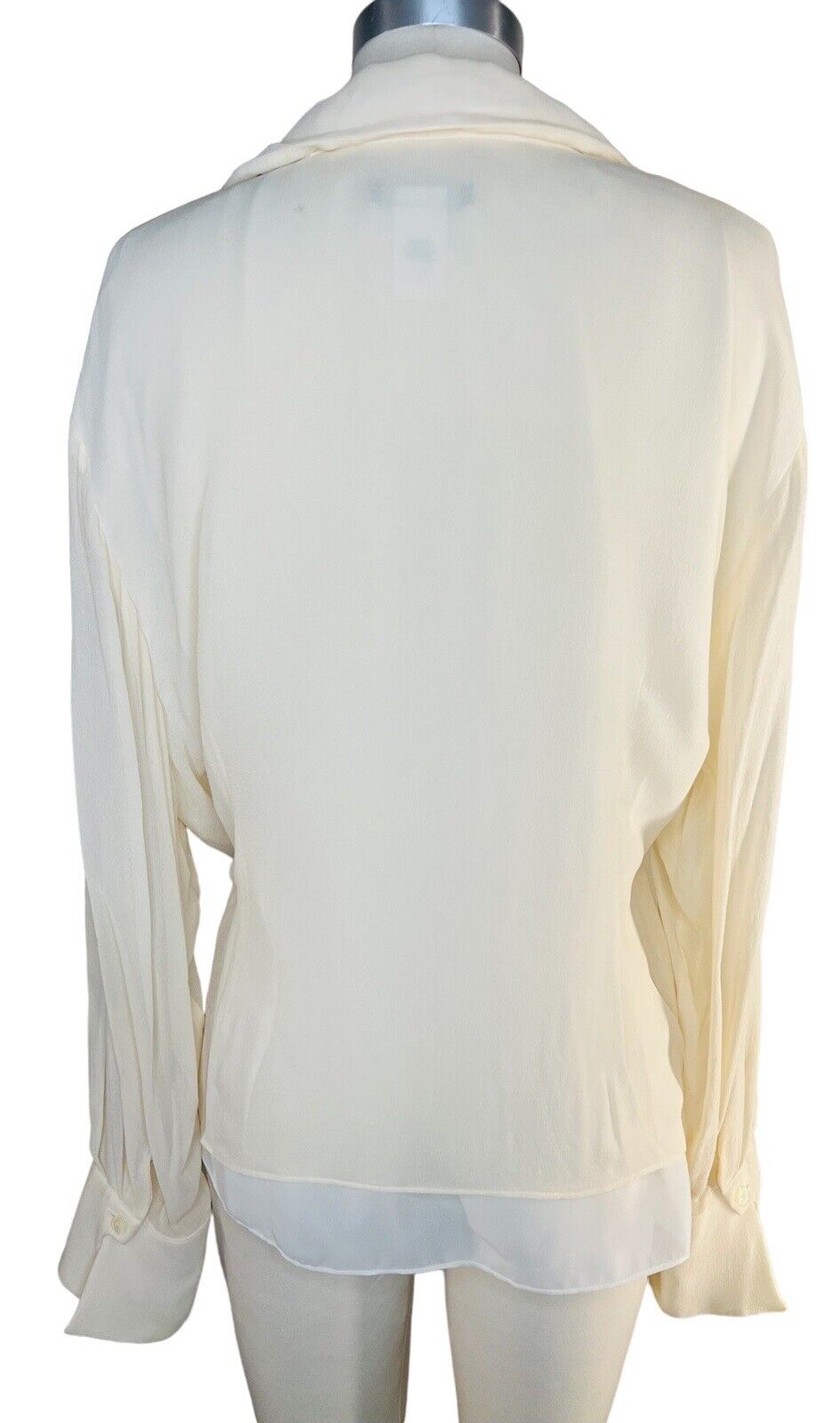 Jones New York 100% Silk Chiffon Ivory White Blouse Lace Detail Layered Size 20W