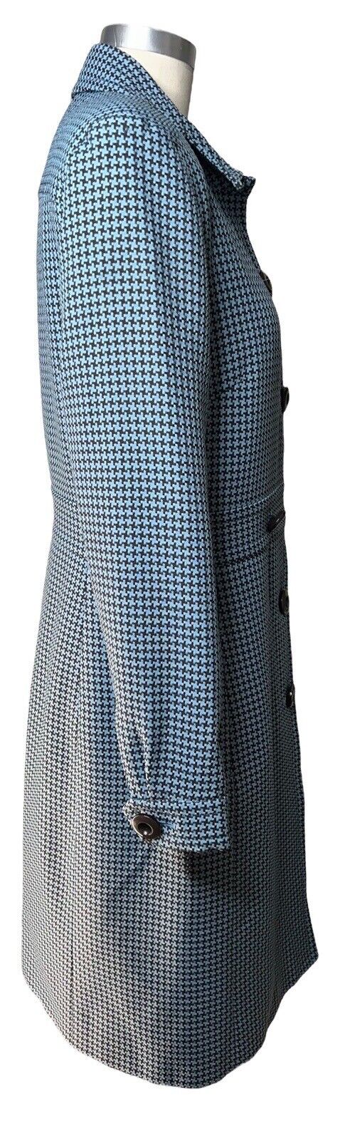 Larry Levine Black & Blue Houndstooth Overcoat Size 8