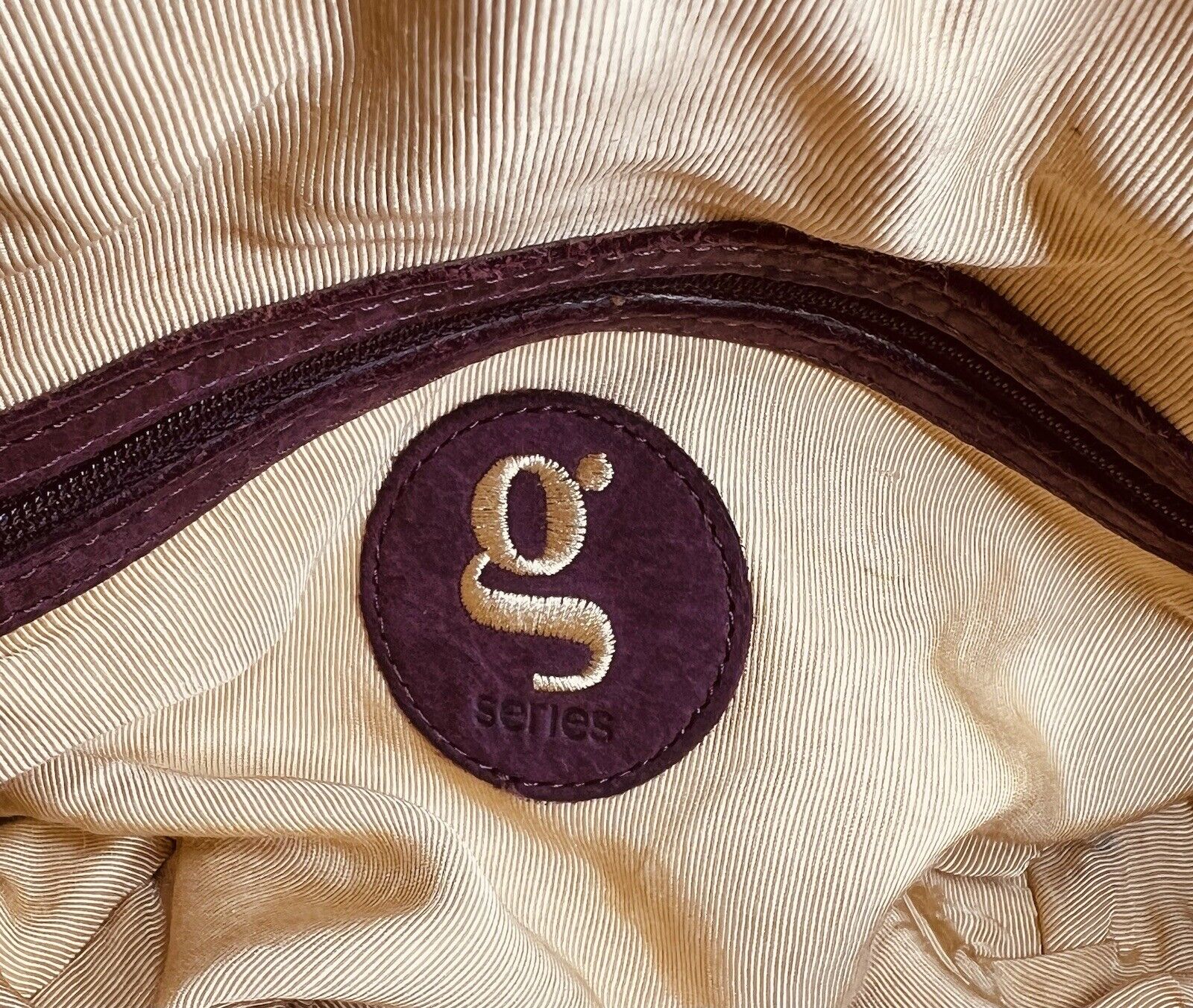 Cole Haan G Series Plum Leather Handbag Coins Double Top Handle