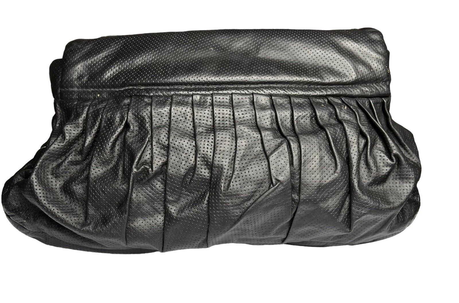 Black Snakeskin Leather Tortoise Shell Fringe Snap Closure Medium Clutch