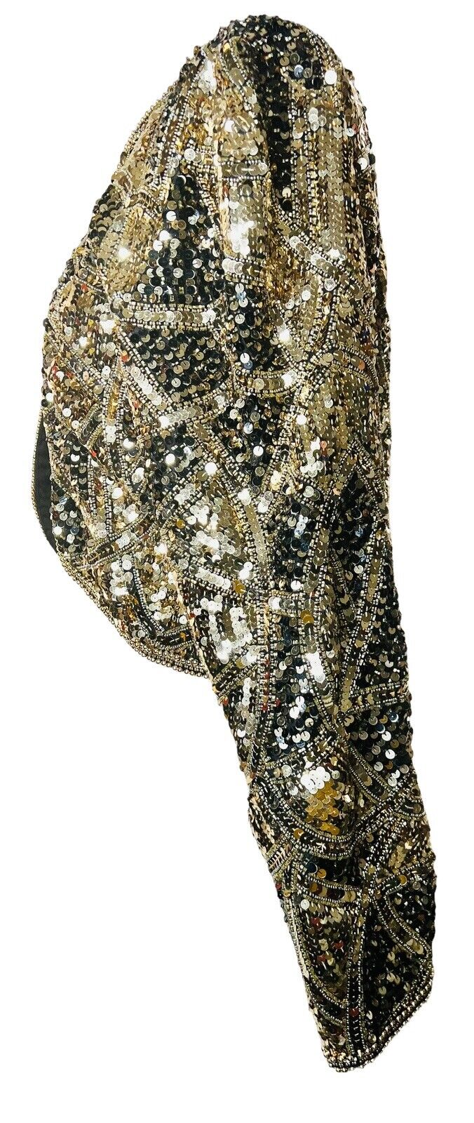 Women's Oleg Cassini Black Tie He-Ro Industries Silk Black Gold Bolero