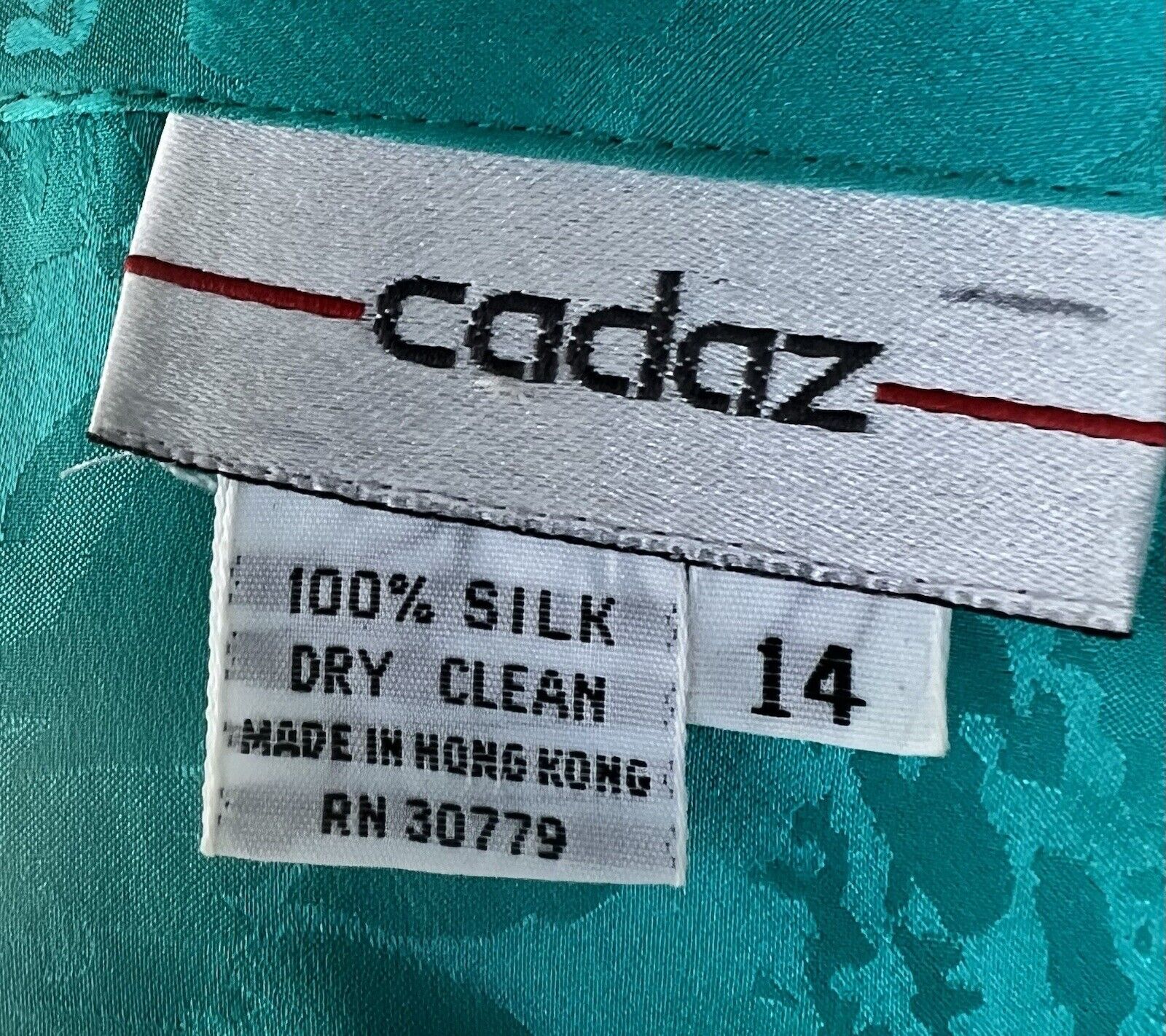 Cadaz 100% Silk Teal Pleated Midi Vintage Dress Size 14