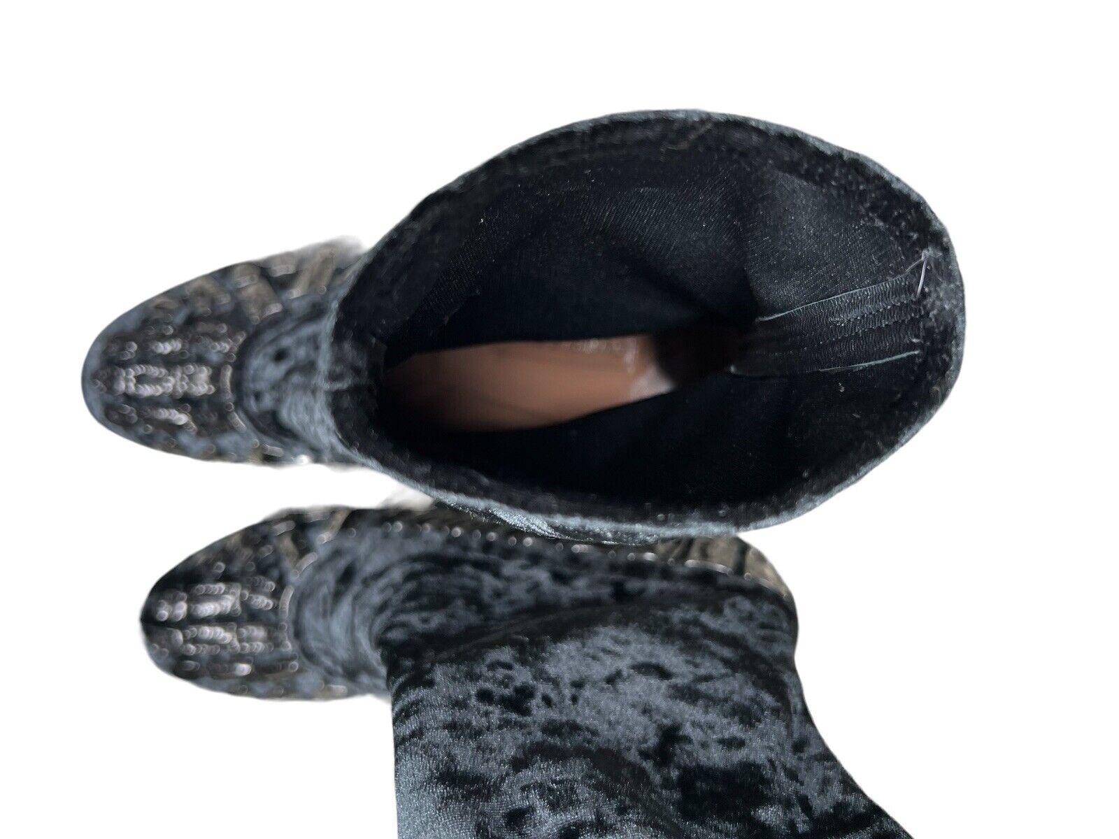 Samuele Failli Charcoal Studded Velvet Booties Size 37.5/6.5 New