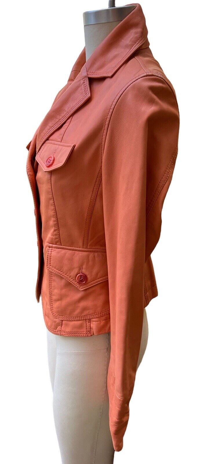 Wilson’s Coral Butter Soft Leather Short Jacket Pockets Size A