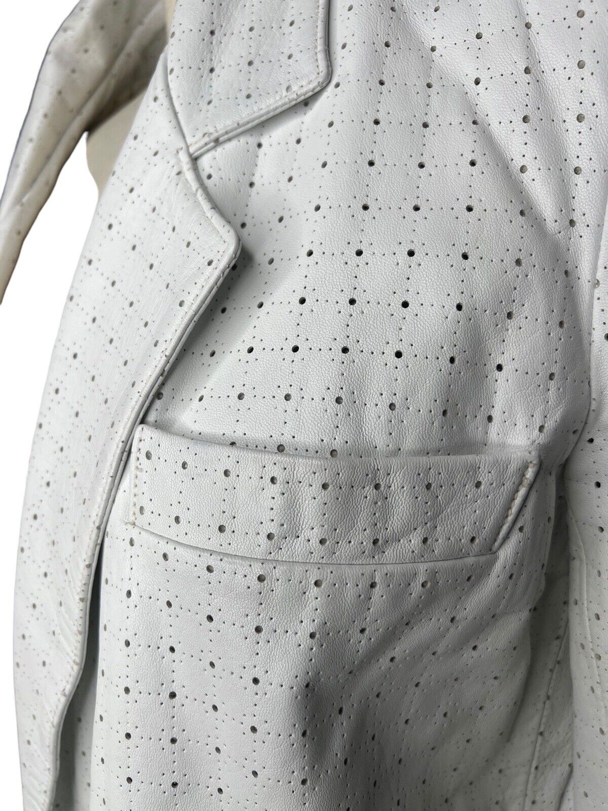 Alicia Herrera White Perforated Leather Blazer Size 10