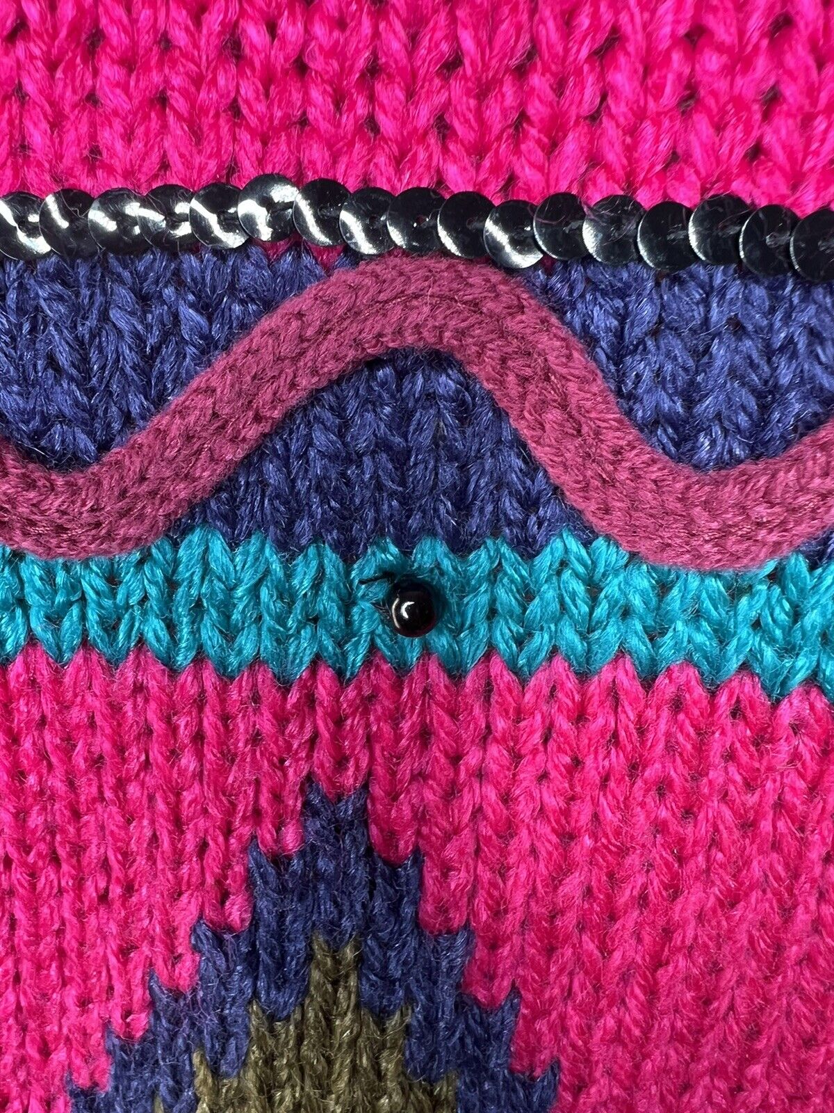 Women’s JJ Fargo Hand Knit Multicolored Beaded Sequins Pullover Sweater Size S