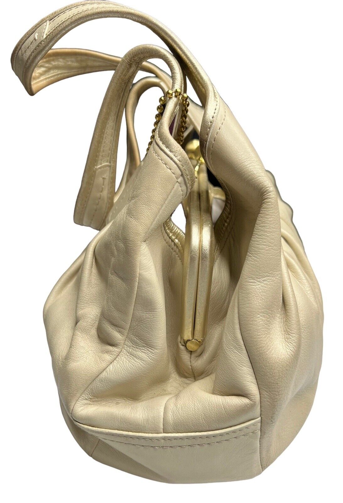 Coach Ivory & Gold Ergo Pleated Satchel Shoulder Bag 