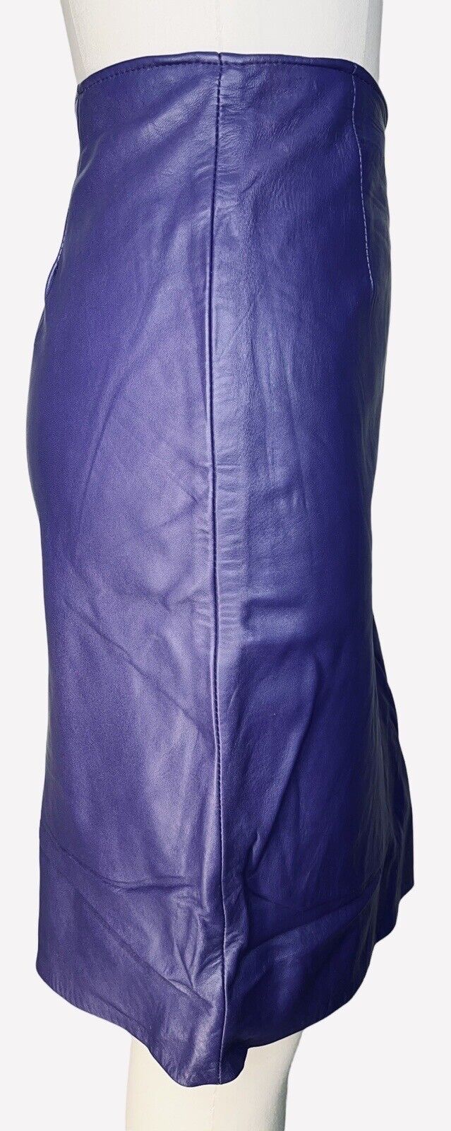 Firenze Santa Barbara Purple Leather Straight Pencil Skirt Size 8
