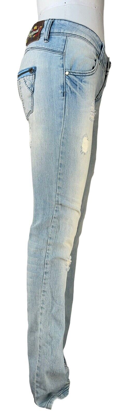 Desigual Womens Embellished Low-rise Skinny Denim Jeans Waist 32.5 Inches