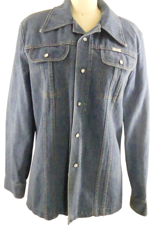 Do Nothing By Sedgefield Denim Shirt Jacket With Pearl Button Snaps Size M