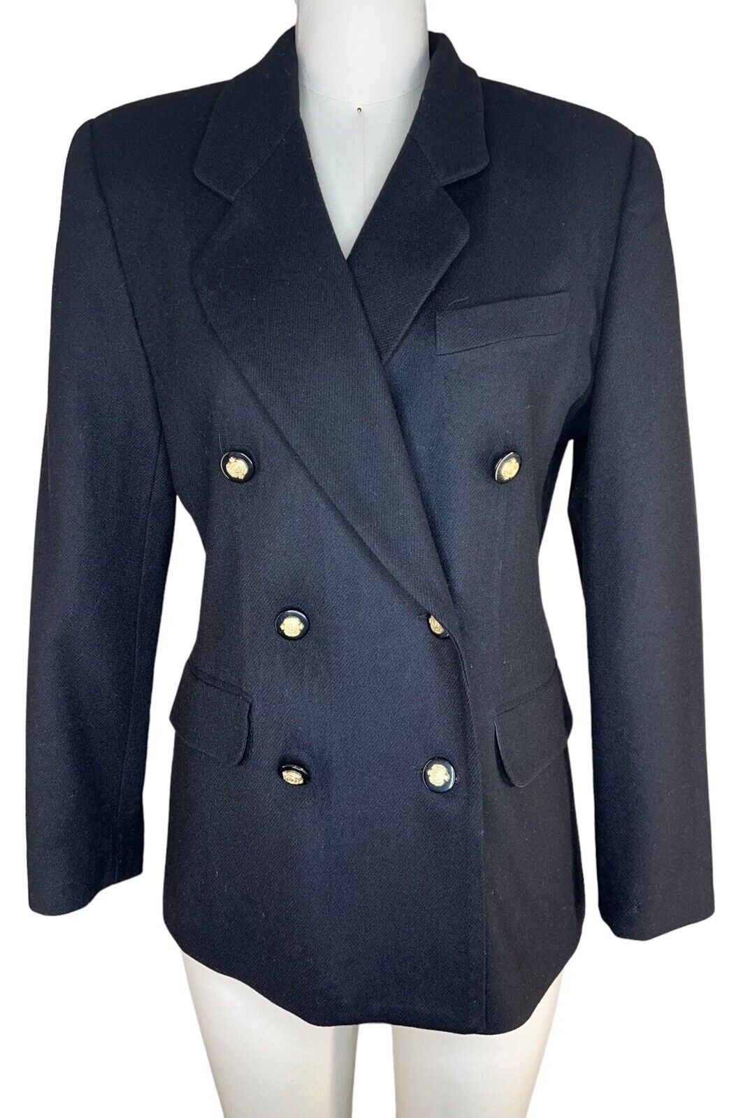 Norton McNaughton Black Wool Blazer Asymmetrical Lapel Size 8P