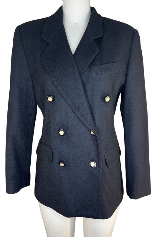 Norton McNaughton Black Wool Blazer Asymmetrical Lapel Size 8P