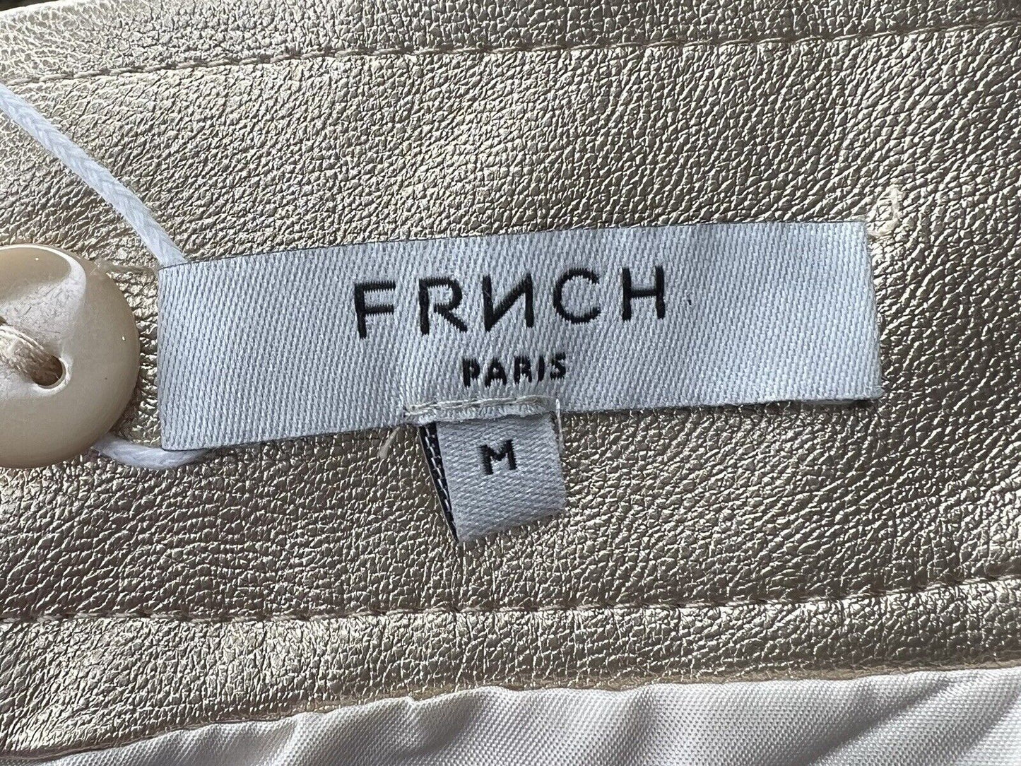 FRNCH Paris Vegan Leather Gold Pencil Skirt Size M