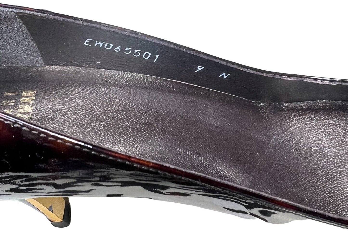 Stuart Weitzman 9M Patent Leather Leopard Print & Gold Heels