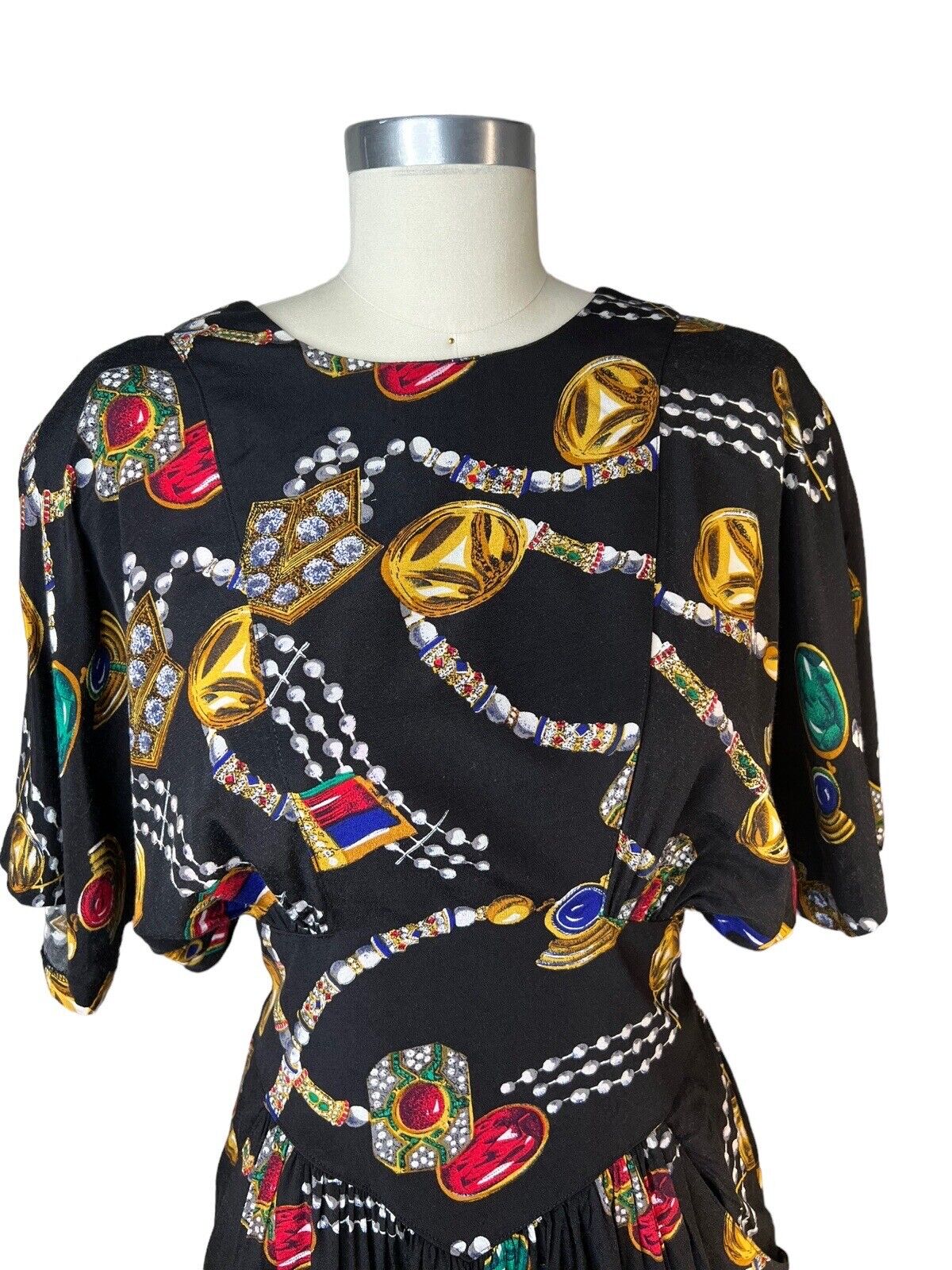 Karin Steven’s Gemstone Print Dolman Short Sleeved Pencil Midi Dress
