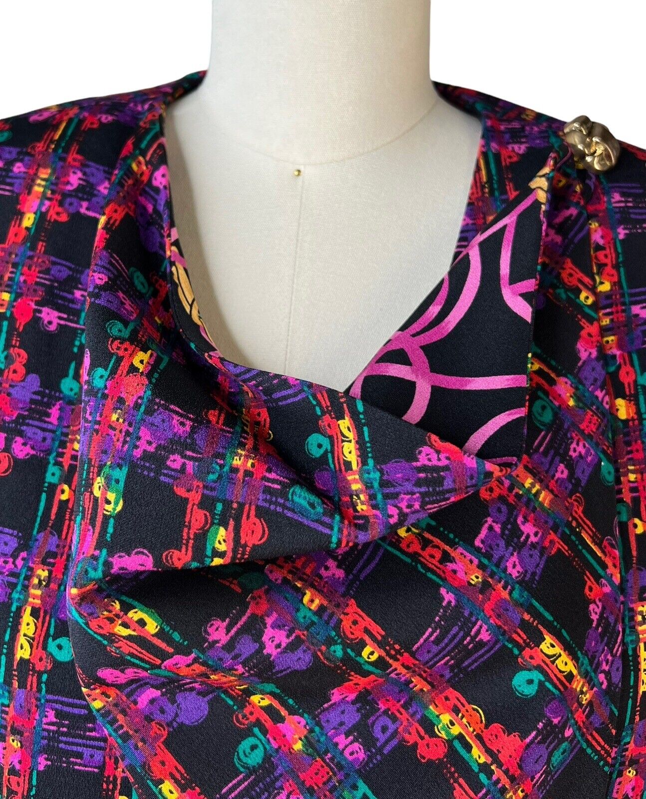 Tom Smith New York Abstract Checkerboard Asymmetric Silk Two-piece Suit Size 14