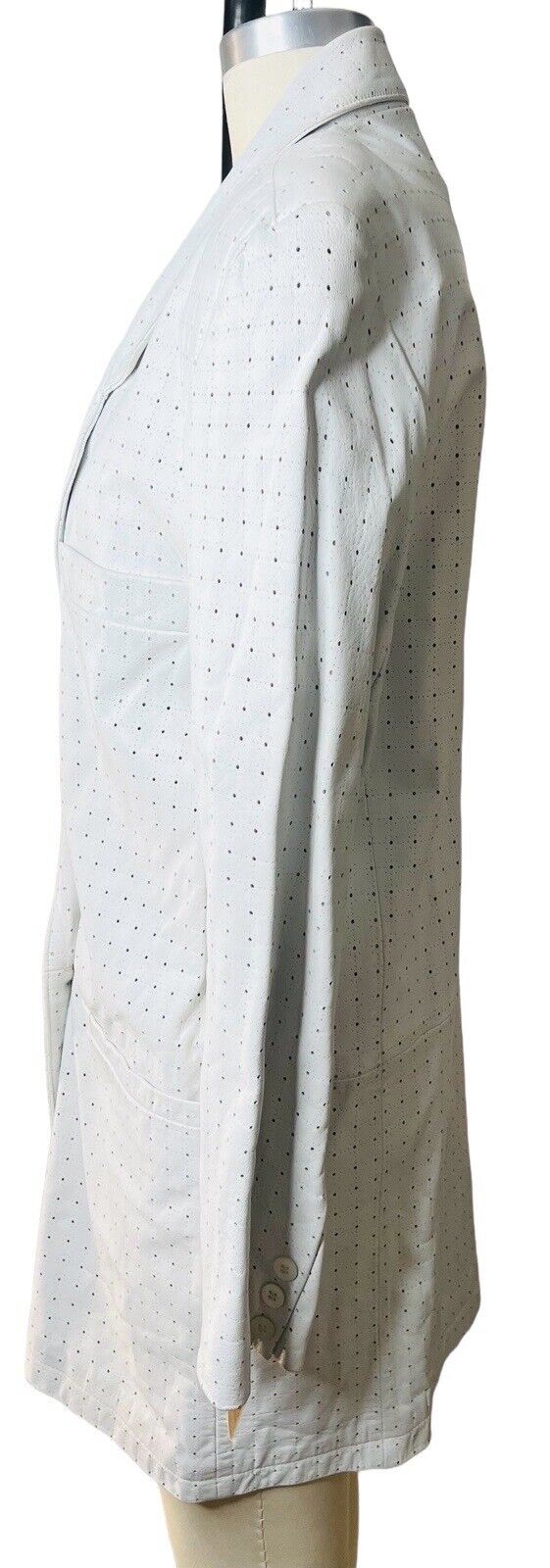 Alicia Herrera White Perforated Leather Blazer Size 10