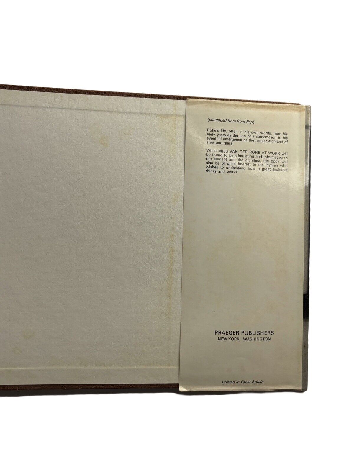 Mies van der Rohe at work Hardcover