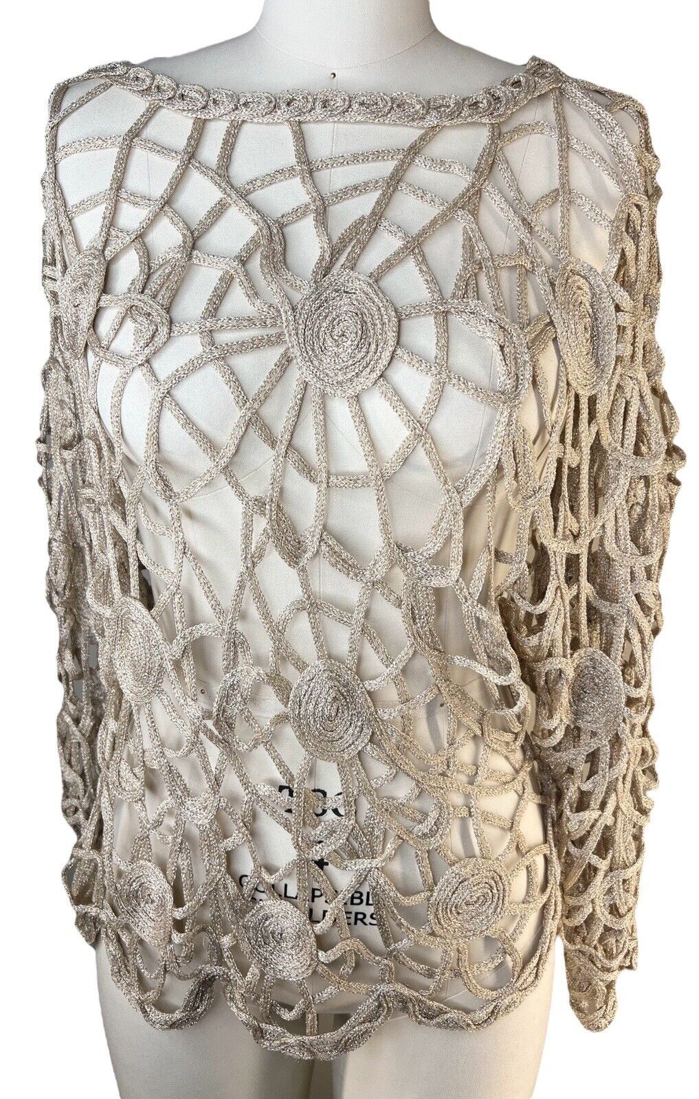 Women’s Exclusively Misook Batwing Knit Cutout Metallic Thread Pullover Sweater