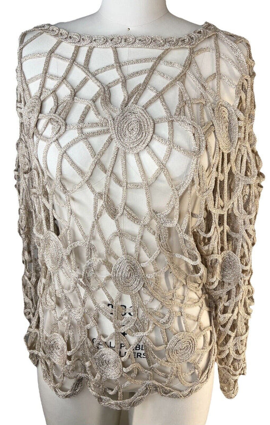 Women’s Exclusively Misook Batwing Knit Cutout Metallic Thread Pullover Sweater