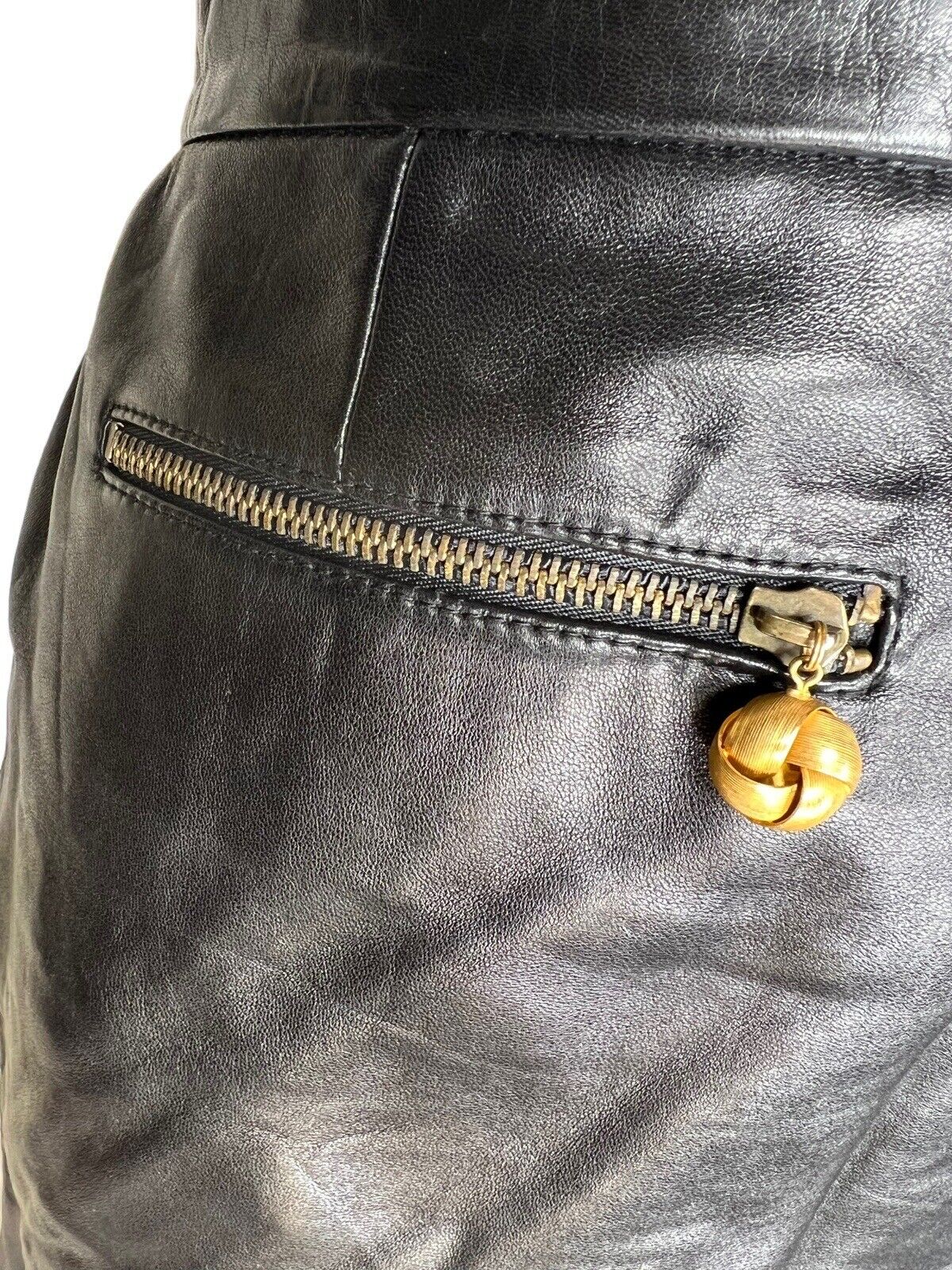 Women’s Black Leather Knee Length Straight Skirt Carlisle Size 12