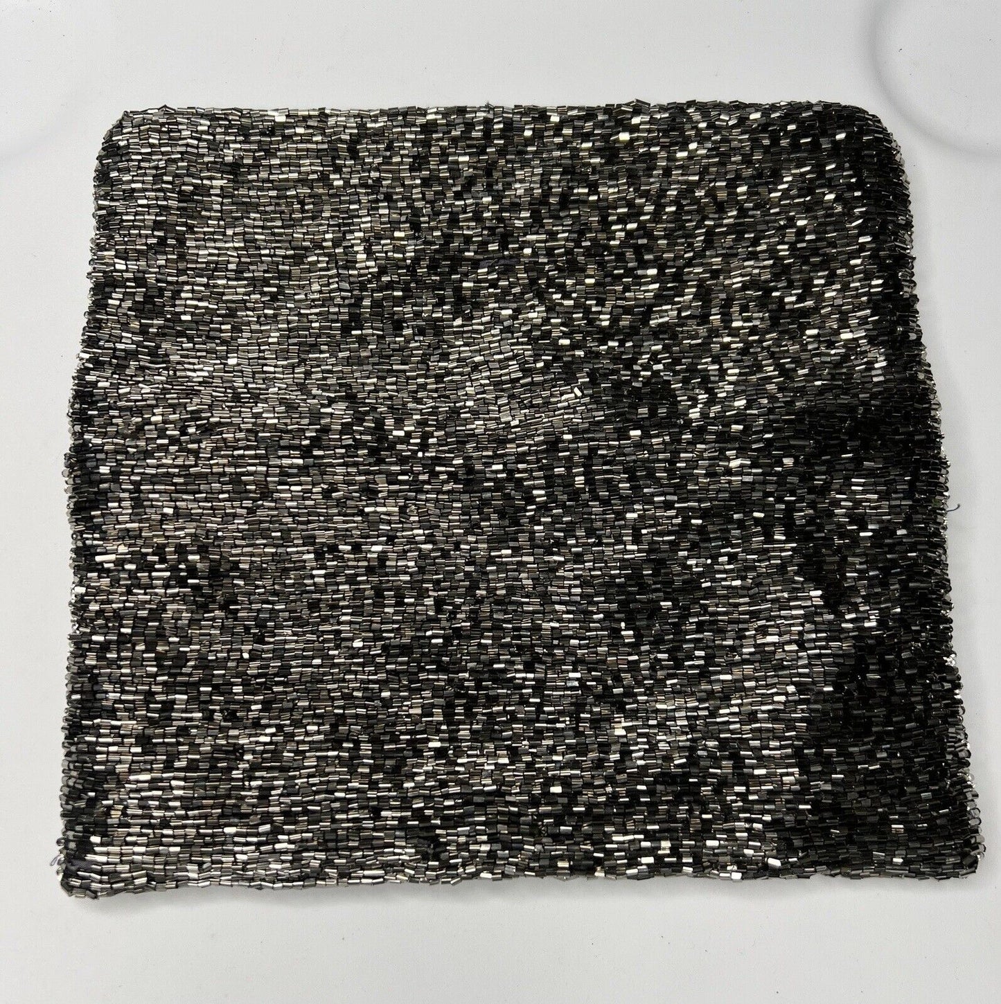 Moyna Fold-over Pewter Beaded Zip Clutch
