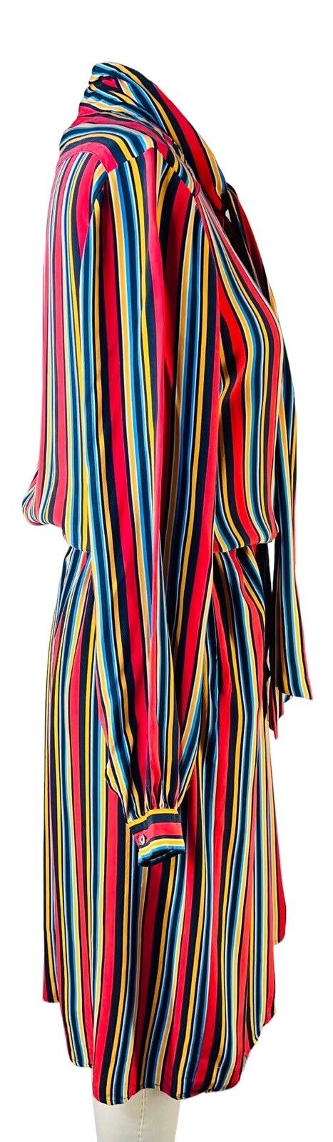 Jack Mulqueen New York Silk Multicolor Striped Midi Dress Size XL