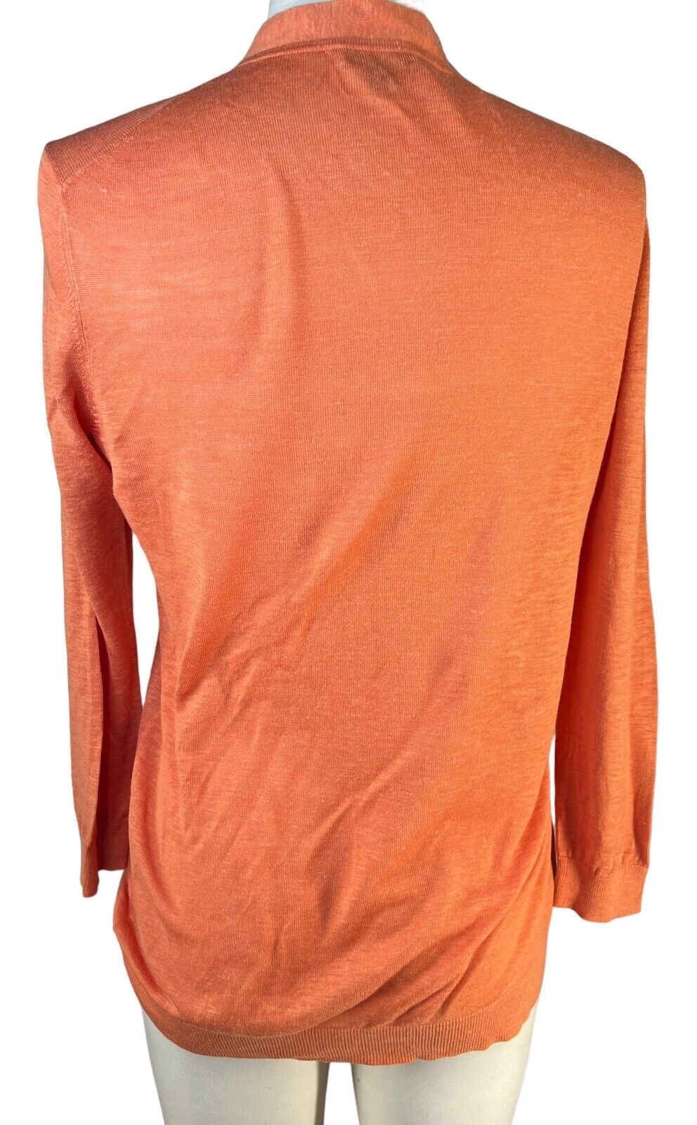 Ann Taylor Women’s Deep Coral Silk Linen Long-sleeved Cardigan Size Medium 