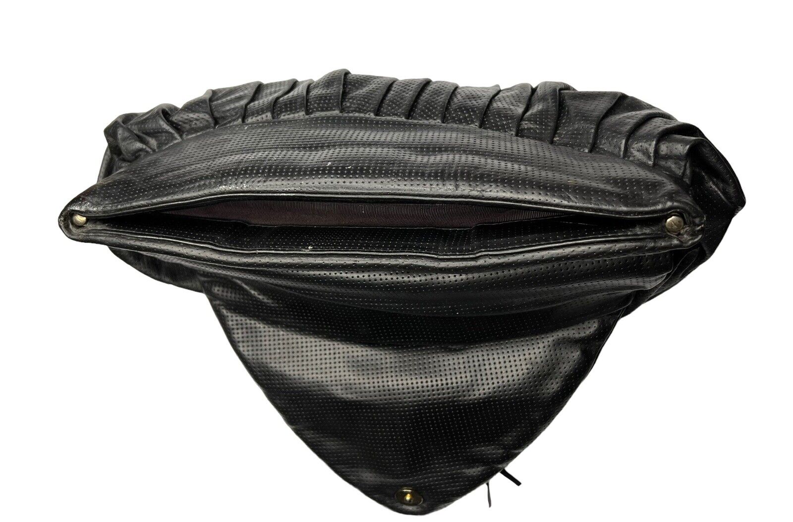Black Snakeskin Leather Tortoise Shell Fringe Snap Closure Medium Clutch