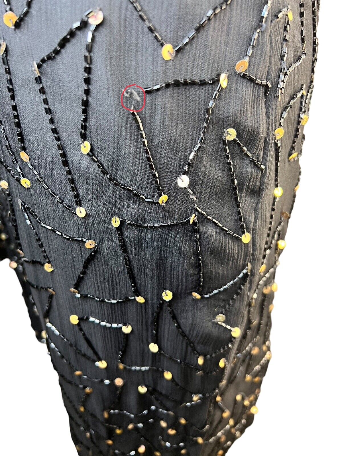 Stenay Silk Black And Gold Beaded Mini Dress Size 6