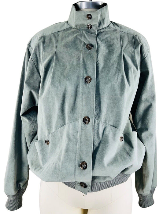 Jessica Grey Faux Suede Sage Bomber Jacket Size S