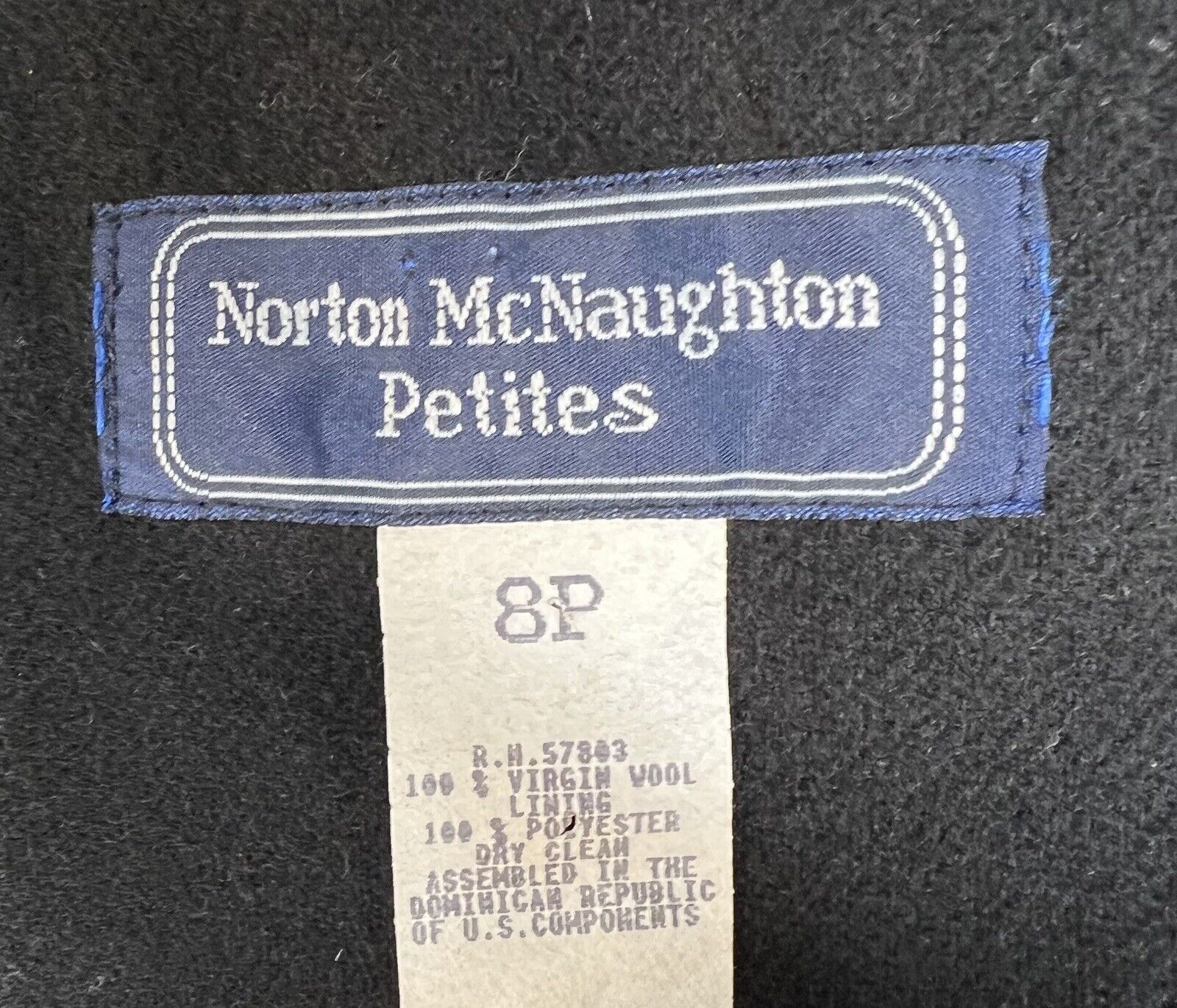 Norton McNaughton Black Wool Blazer Asymmetrical Lapel Size 8P