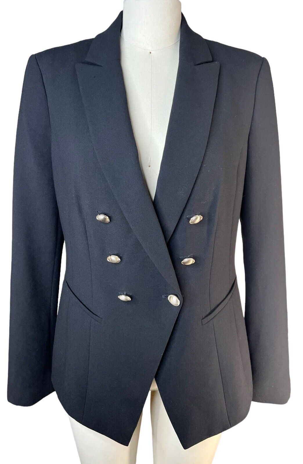 White|Black Women’s Black Double-breasted Blazer Size 6