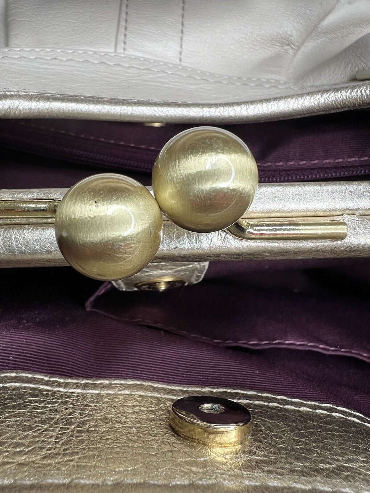 Coach Ivory & Gold Ergo Pleated Satchel Shoulder Bag 