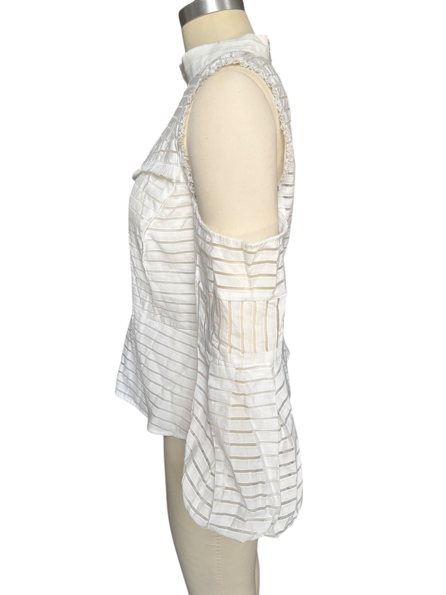 Bardot Cold Shoulder Mock Neck White Blouse