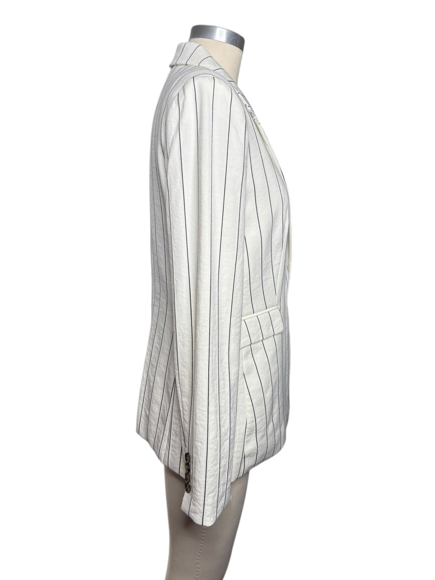 DKNY White Pinstriped Blazer