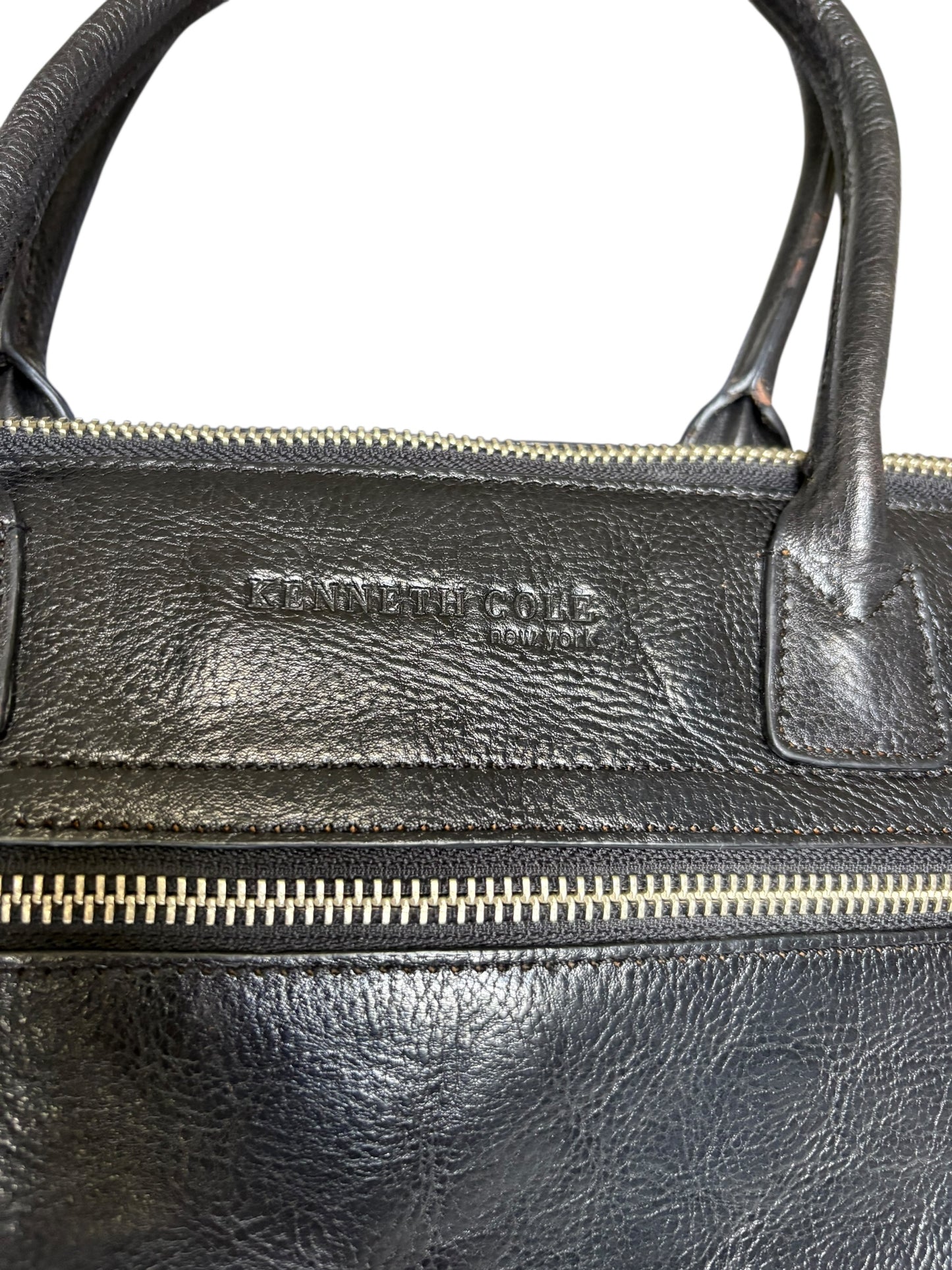 Kenneth Cole New York Black Leather Large Rectangular Handbag
