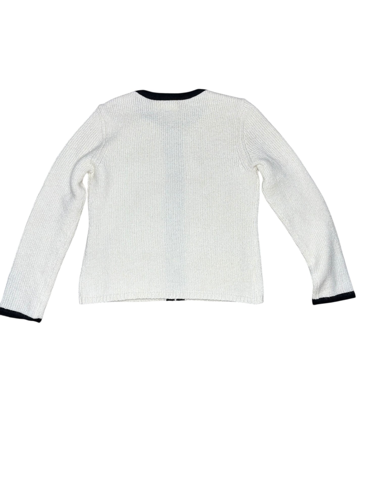 Ann Taylor Wool Boucle Contrast Trim Cardigan Sweater