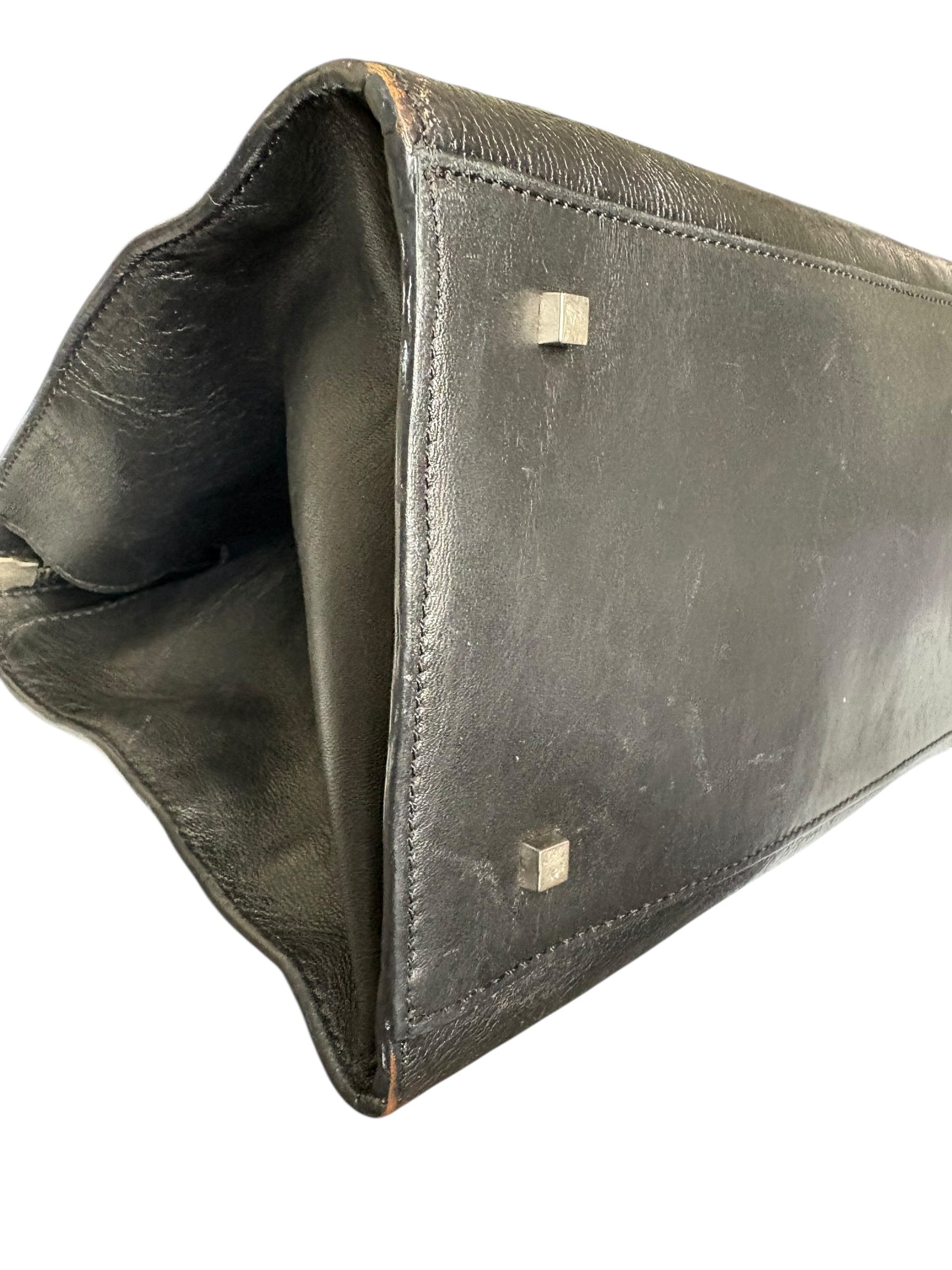 Kenneth Cole New York Black Leather Large Rectangular Handbag