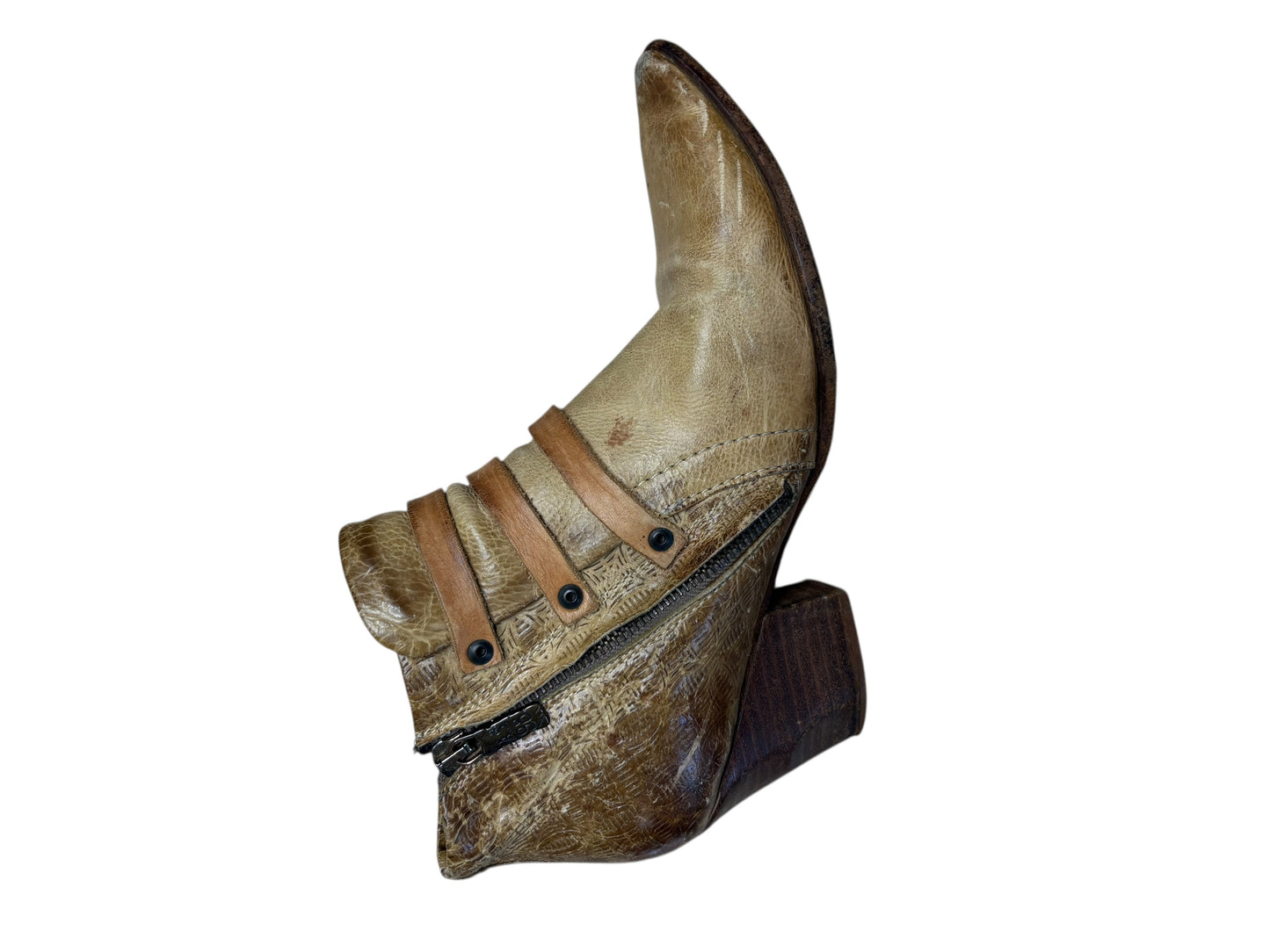 AS 98 Brown Ankle Cow Boots With Buckles