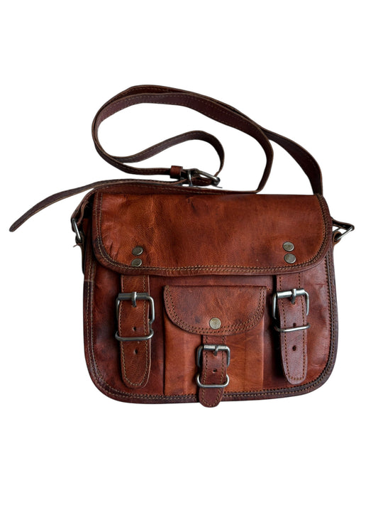 Vintage Leather Crossbody Satchel